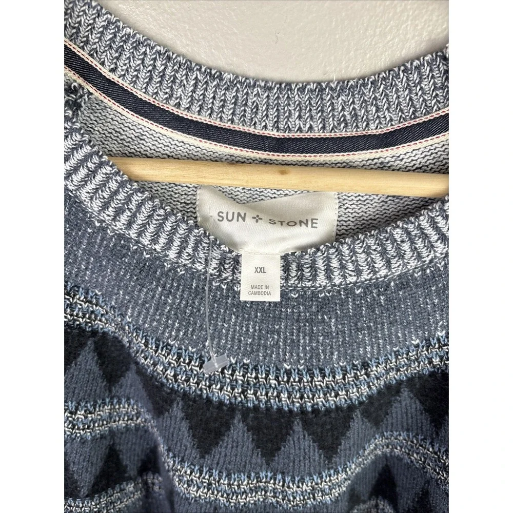 Sun And Stone Long Sleeve‎ Grandpa Sweater Size XXL Geometric Print Fleck